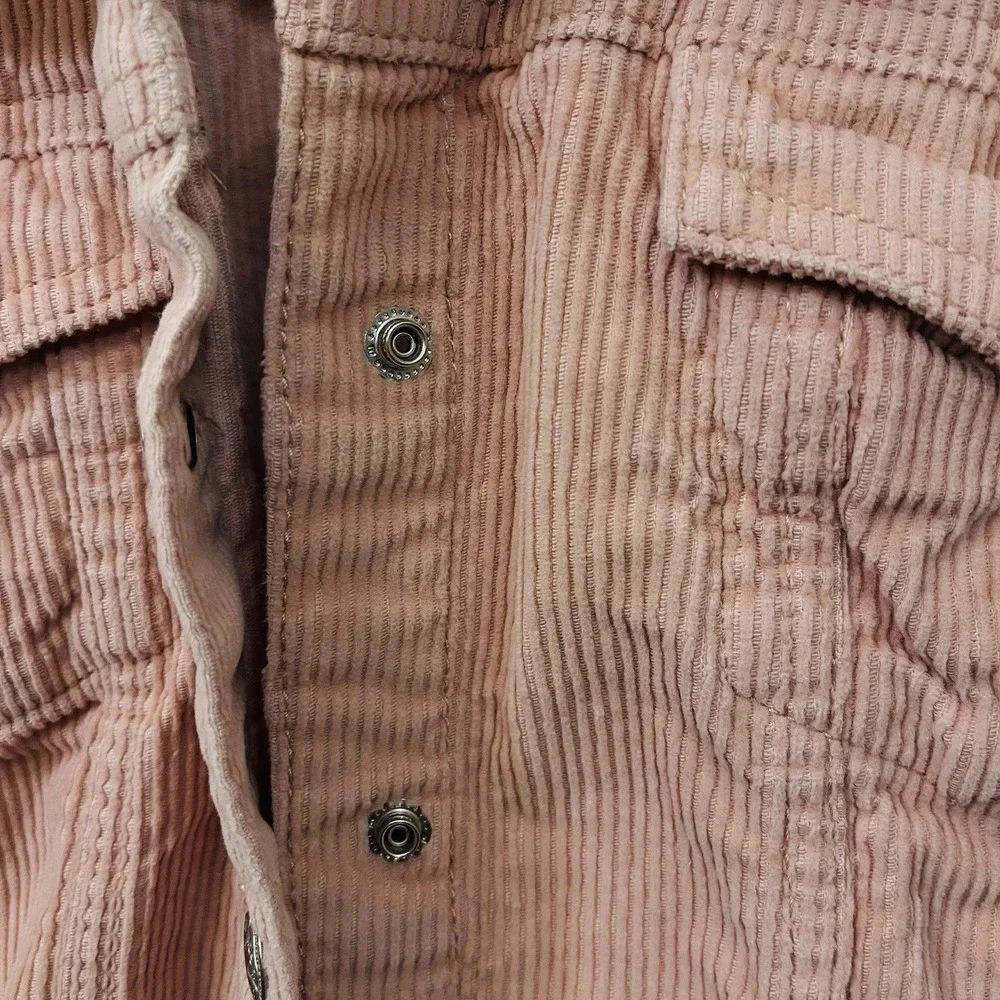 Oshkosh B'Gosh‎ Pink Corduroy Jacket Oversized Cropped Snap Closure Kid's Size 8